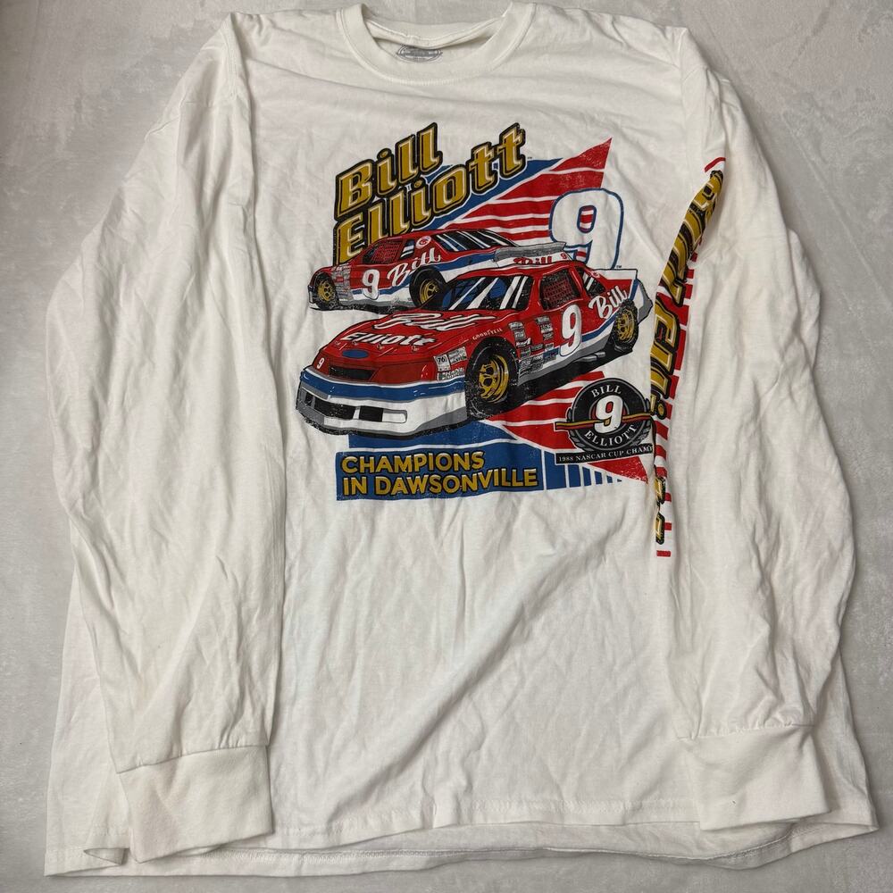 Bill Elliott NASCAR #9 Champions Dawsonville Long Sleeve Shirt Mens 2XL White
